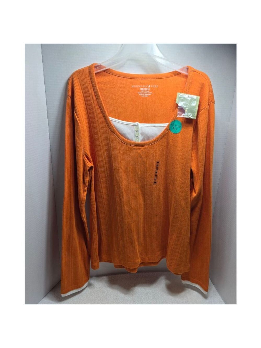 Women's Mountain Lake Orange Ribbed Long Sleeve Tee M